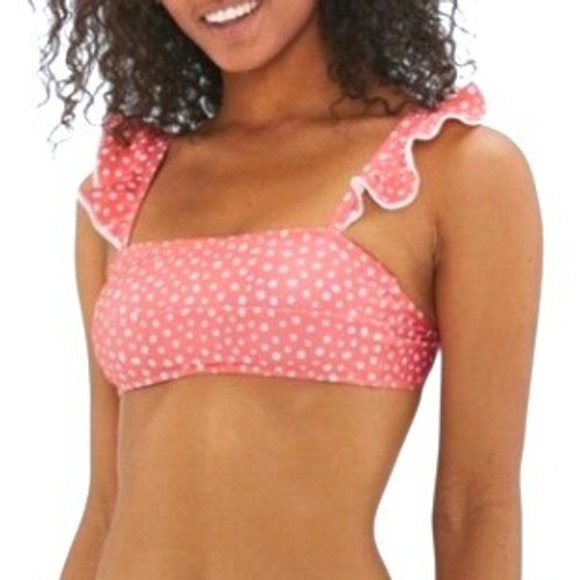 summersalt Other - NWT Summersalt Coral Salmon Polka Dot Ruffle Oasis Bandeau Bikini Swim Top 10